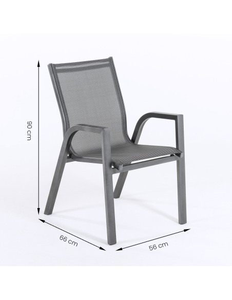 Ensemble table de terrasse et 4 fauteuils en aluminium anthracite