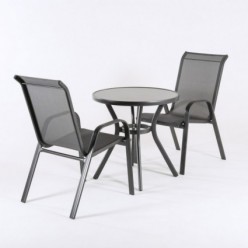 Conjunto de jardín de aluminio, mesa y 2 sillones Malmo Antracita