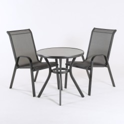 Conjunto de jardin de aluminio, mesa y 2 sillones Malmo Antracita 2