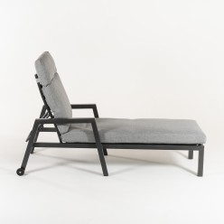 Tumbona para exterior Antracita con cojin grueso 2