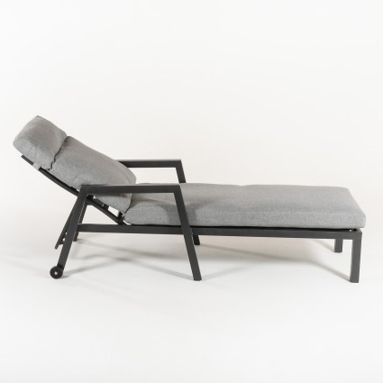 Transat d'exterieur anthracite avec coussin epais - lot de 2