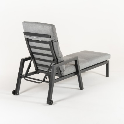 Transat d'exterieur anthracite avec coussin epais - lot de 2