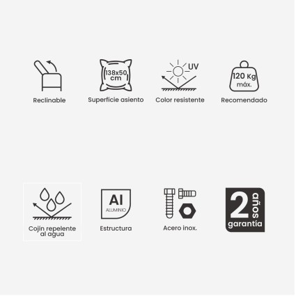 Transat d'exterieur anthracite avec coussin epais - lot de 2