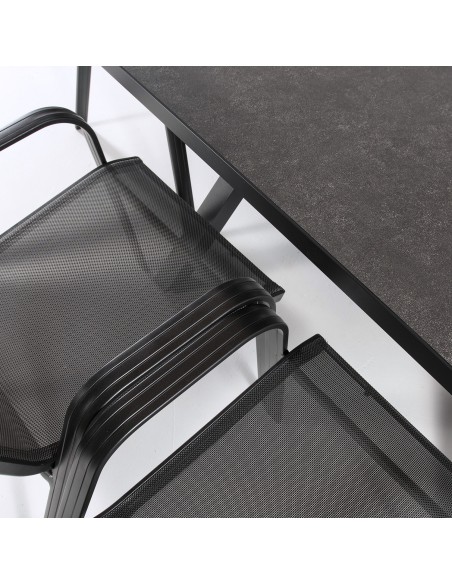 Conjunto de exterior mesa x-leg Antracita y 6 sillones Malmo