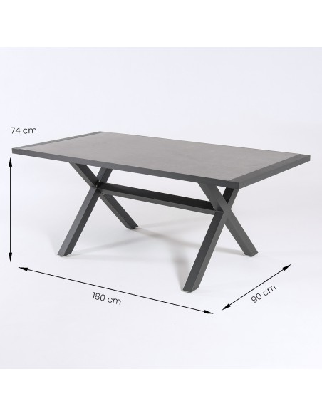 Conjunto de exterior mesa x-leg y 6 sillones reforzados Antracita