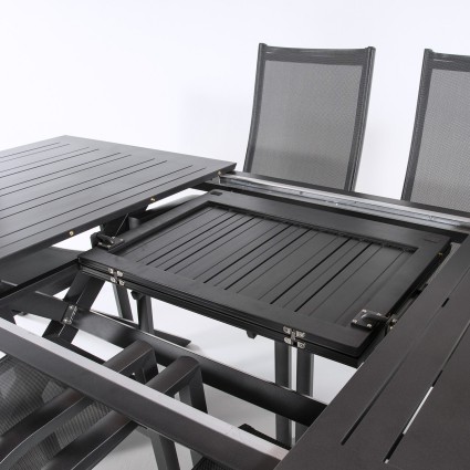 Conjunto para jardin de mesa extensible 170-240 y 6 sillones reclinables Antracita