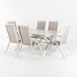 Ensemble extérieur de table extensible 170-240 et 6 fauteuils inclinables et pliants laver