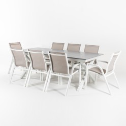 Conjunto Exterior de Tabela Extensivel 215-295 e 8 Poltronas Reforcadas Laver