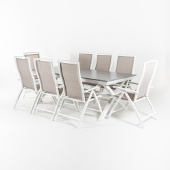 Conjunto Exterior de Tabela Extensivel 215-295 e 8 Cadeiras de Posicao de Laver