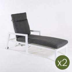 Chaise longue de jardin Laver avec coussin épais - lot de 2