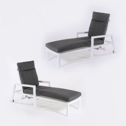 Chaise longue de jardin Laver avec coussin epais - lot de 2 2