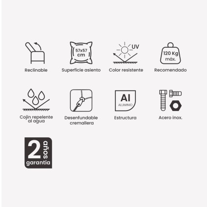 Laver-Pack 2 chaises longues inclinables