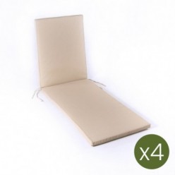 pack de 4 almofadas para espreguiçadeira em textilene cor de areia Tecido resistente a manchas Removível Tamanho 196x60x5 cm