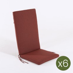 Almofada para cadeira de teca de jardim vermelho olefina - pack de 6 unidades