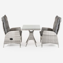 Conjunto de jardin. Mesa 70 cm y 2 sillones reclinables Are 2