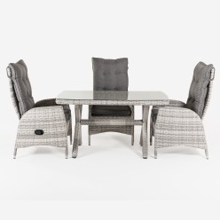 Conjunto exterior. Mesa 140 cm y 4 sillones reclinables Are 2