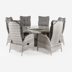 Conjunto externo. Tabela redonda 150 cm e 6 Poltronas reclinaveis sao