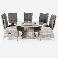 Conjunto externo. Tabela redonda 150 cm e 6 Poltronas reclinaveis sao 2