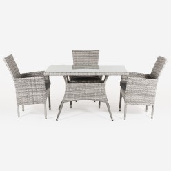 Conjunto para exterior. Mesa 120 cm y 4 sillones apilables Are 2