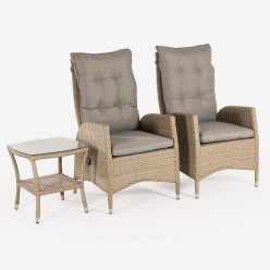 Conjuntos de jardim. Mesa auxiliar e 2 cadeiras de reclinacao de Vasteras 2