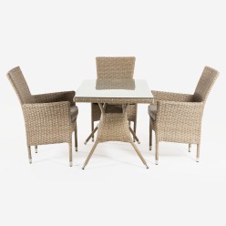 Conjunto de jardim. Tabela 120 e 4 poltronas empilhaveis em Vasteras 2