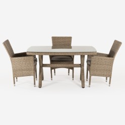 Conjunto de moveis de jardim. Tabela 140 e 4 poltronas empilhaveis em Vasteras 2