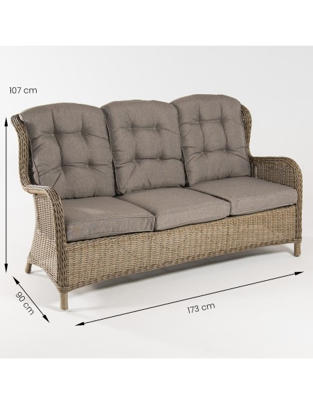 Sofa ao ar livre 3 assentos redondos de fibra Vasteras Sofa ao ar livre 3 assentos redondos de fibra Vasteras