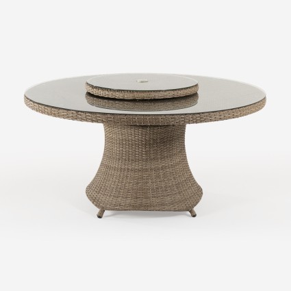 Mesa de jardin redonda 150 cm con bandeja giratoria Vasteras