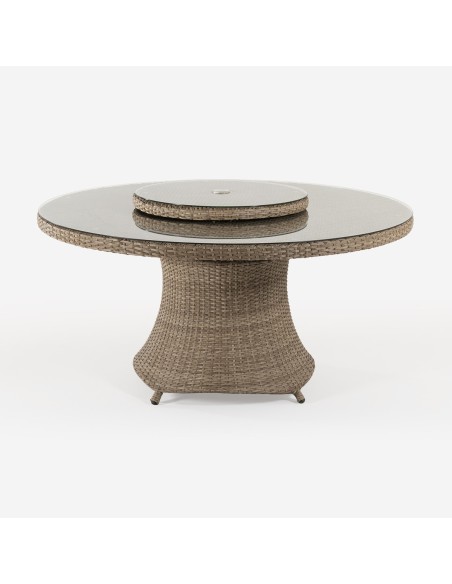 Mesa de jardin redonda 150 cm con bandeja giratoria Vasteras