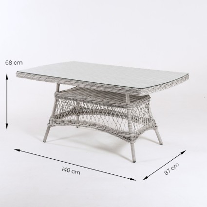 Jogo de sofa de jardim mesa de cafe de 140 cm 2 poltronas e 1 sofa de 3 lugares sentados em aluminio e rattan sintetico