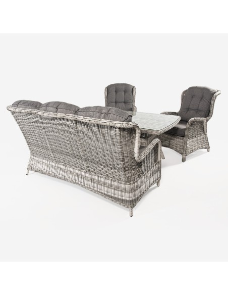 Conjunto de sofas ao ar livre. Tabela, 2 assentos reclinaveis e sofa 3 sao