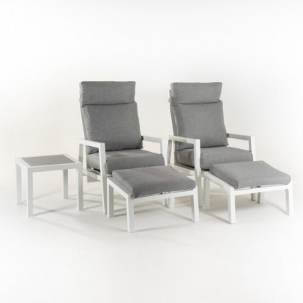 Conjunto relax 2 sillones reclinables con 2 reposapies y mesa auxiliar Laver