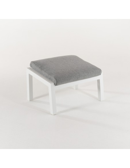 Apoio para os pes do jardim aluminio reforcado branco e almofada cinza