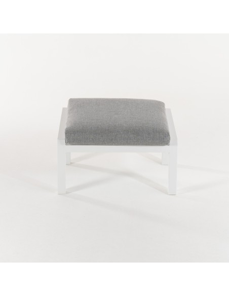 Pack de 2 banquinhos de jardim aluminio branco reforcado e almofada cinza