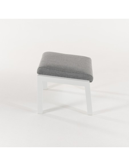 Pack de 2 banquinhos de jardim aluminio branco reforcado e almofada cinza