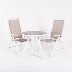 Conjunto para exteriores mesa para jardin redonda de cristal y 2 sillones reclinables laver