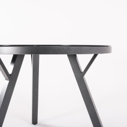 Mesa redonda de vidro temperado 90 cm antracite 2