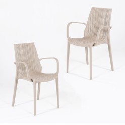 Chaise d'exterieur en resine couleur sable - Pack 2 unites 2