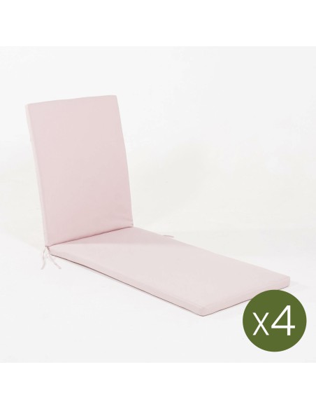 Cojin para tumbona de jardin estandar rosa - Pack 4 unidades