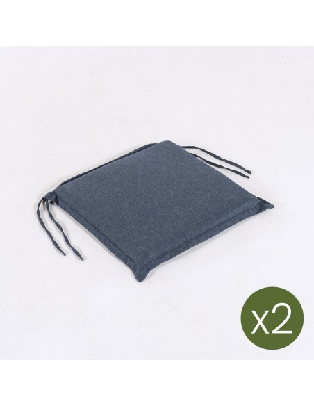 Almofada de assento de cadeira de teca para olefina azul de jardim - pack de 2 unidades