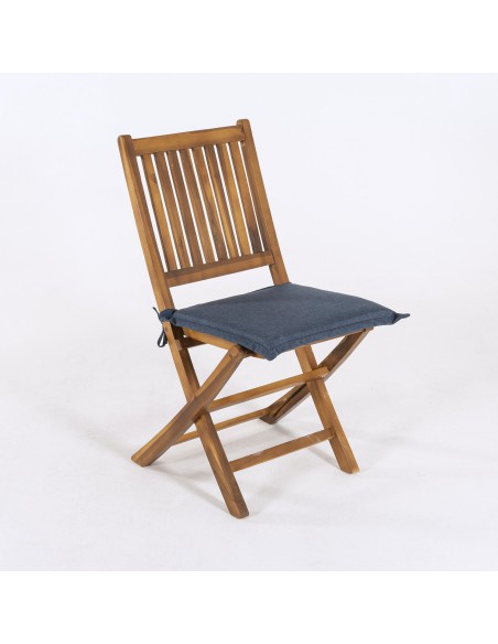Almofada de assento de cadeira de teca para olefina azul de jardim - pack de 2 unidades