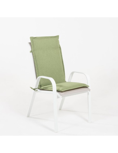 Cojin con respaldo para sillon apilable de jardin olefin verde - Pack 2 unidades