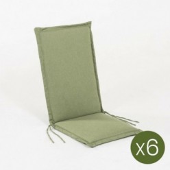 Coussin avec dossier pour fauteuil de jardin empilable vert oléfine - Pack 6 unités