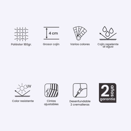 Coussin de position de chaise en teck pour jardin standard en pierre - Pack 2 unites