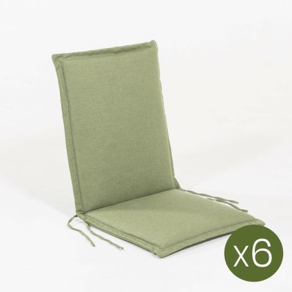 Almofada de posicão de cadeira de jardim de teca verde olefina - Pack 6 unidades
