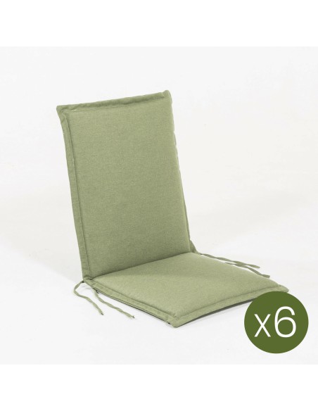Almofada de posicão de cadeira de jardim de teca verde olefina - Pack 6 unidades
