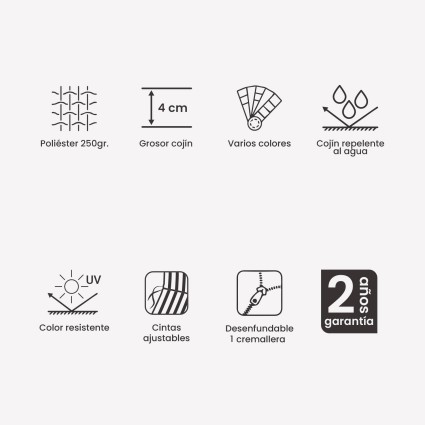 Cojin silla teca para jardin olefin gris - Pack 2 unidades