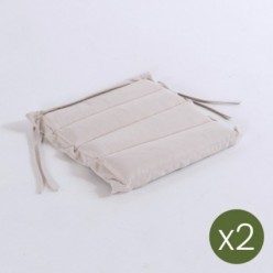 Pack 2 almofadas para cadeiras de jardim Olefina em cor natural, Não perde a cor, Dimensões 37x37x5 cm