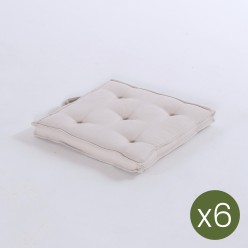 Pack de 6 almofadas para cadeira de jardim de olefina cor natural nao desbota tamanho 42x42x5 cm