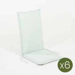 Coussin avec dossier pour fauteuil de jardin standard empilable vert pastel - Pack 6 unités